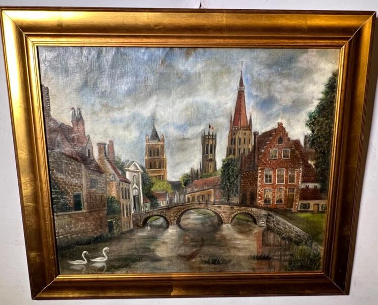 A pair of sights of Bruges ( oi on canvas )