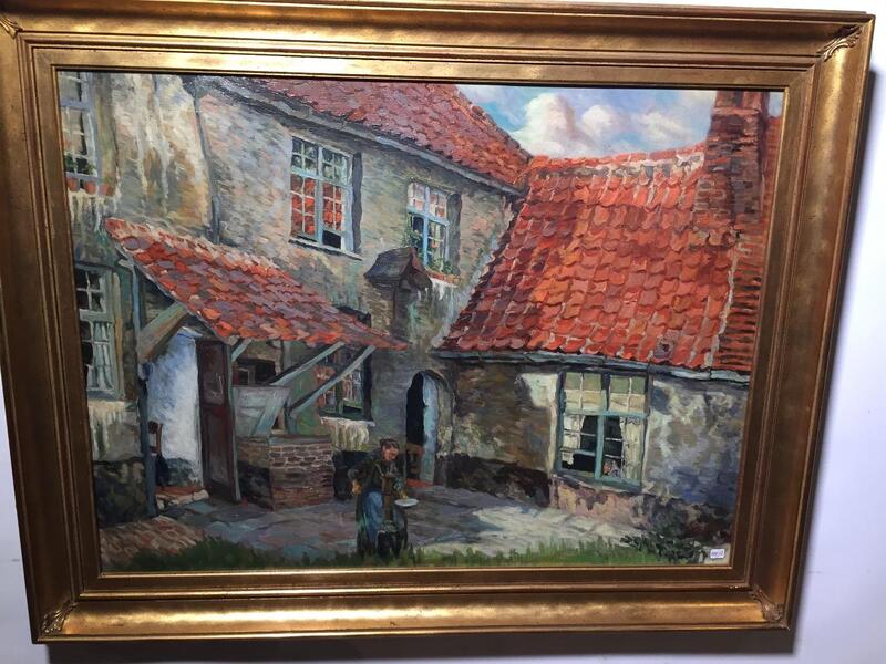 A garden in Bruges ( oil on canvas)