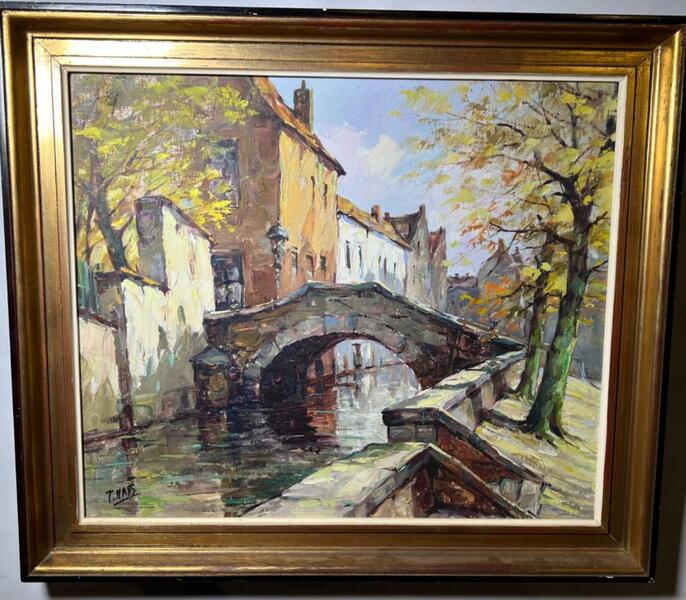 Canal in Bruges ( oil on canvas )