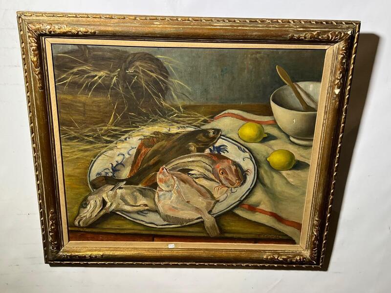 Stillife with fish ( oil on canvas)