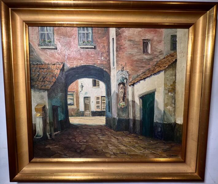 Street in Bruges ( oil on canvas )