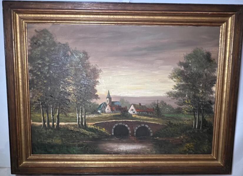 The peaceful village ( oil on canvas )