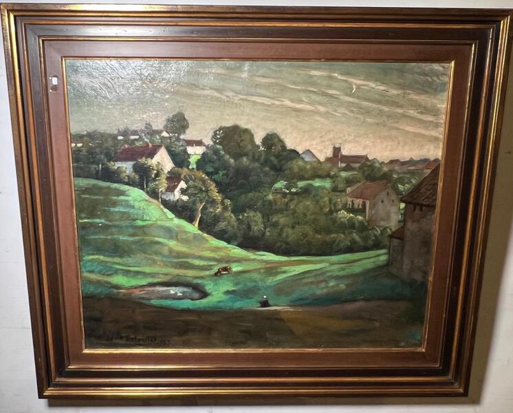 The shepherd and her cow ( oil on canvas )