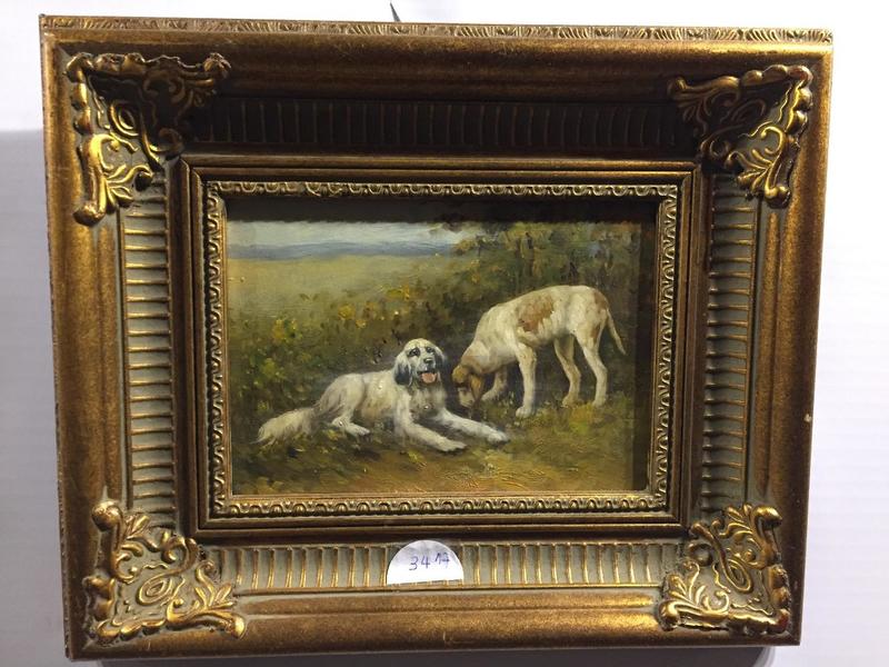 The two dogs ( oil on panel )