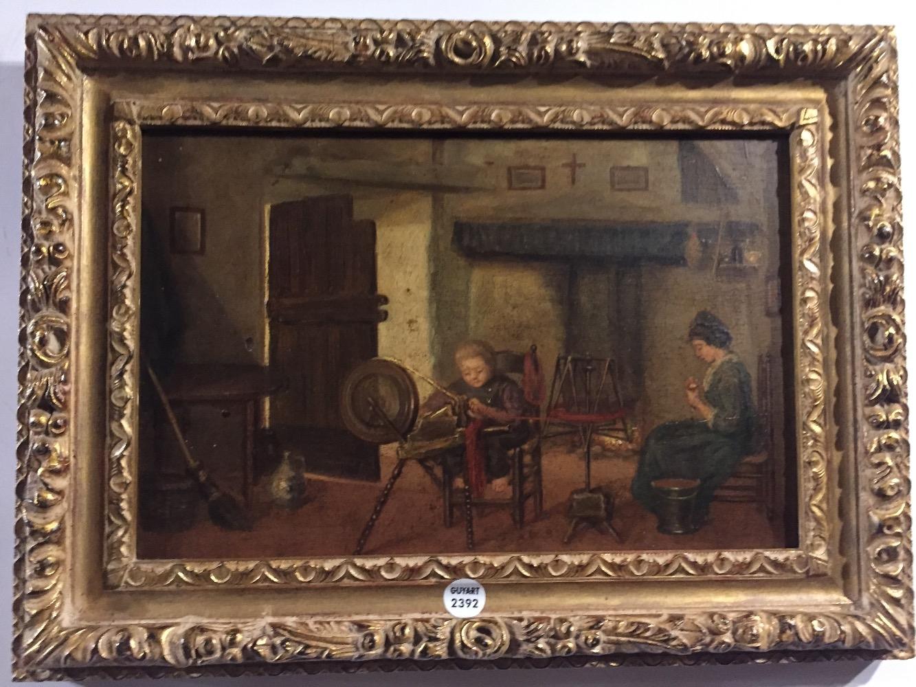 Young boy helping his mother