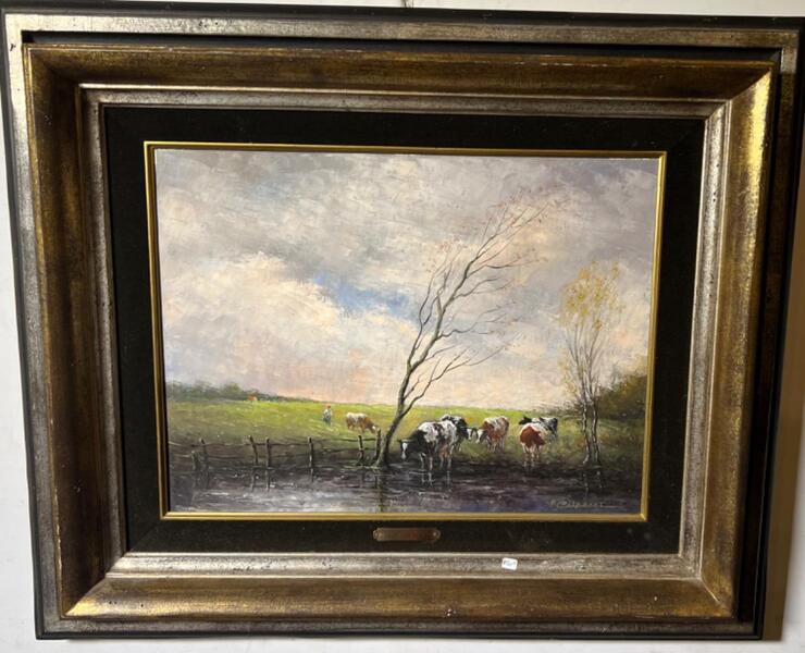 Cows at the riverside ( oil on canvas )