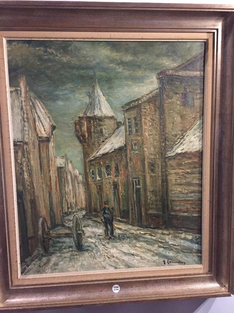 Walking in the town in the wintertime 