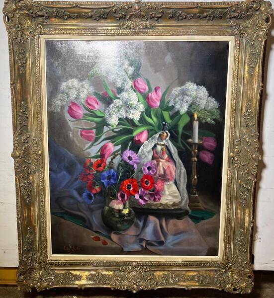 Stillife with flowers ( oil on canvas )