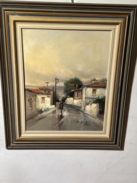 A walk to the village ( oil on canvas )