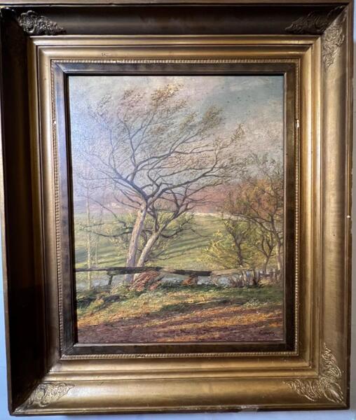 Panoramic view of the village ( oil on canvas )