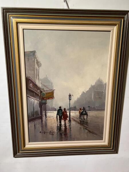 The daily life in Paris ( oil on canvas )