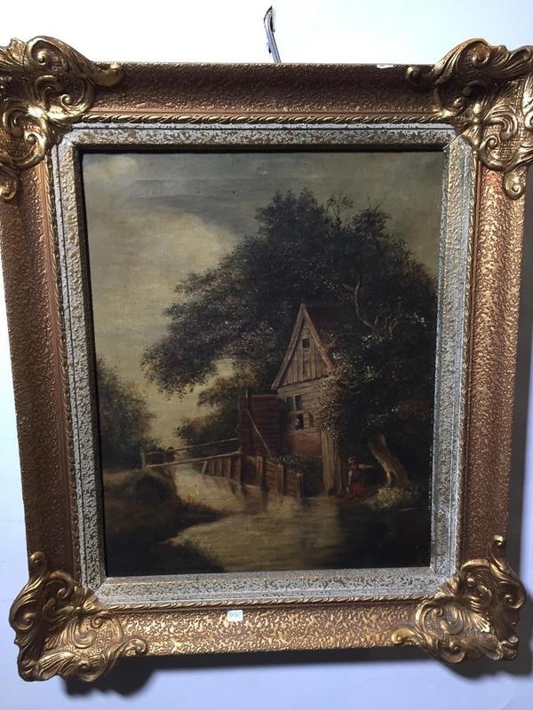 The farm at the riverside ( oil on canvas)