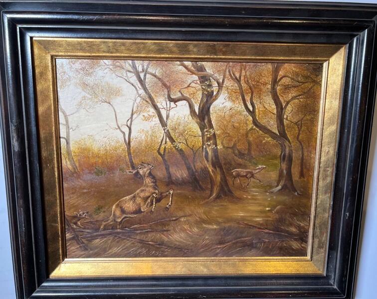 The hunt ( oil on panel )