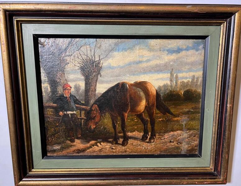 The man with his horse ( oil on canvas )