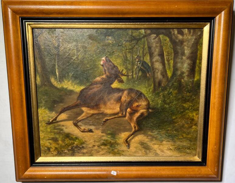 Hunting scene ( oil on canvas )