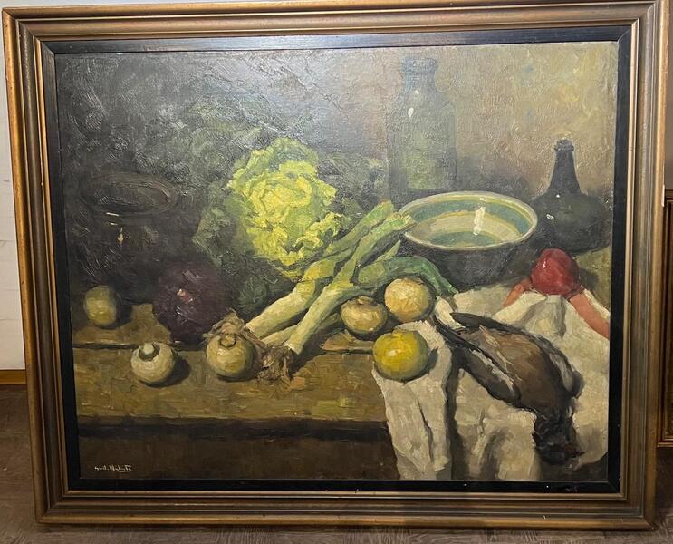 Stillife with game and vegetables (oil on canvas )