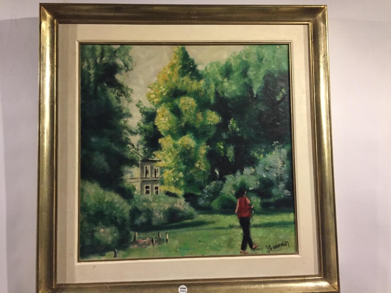 Woman in red at the castle