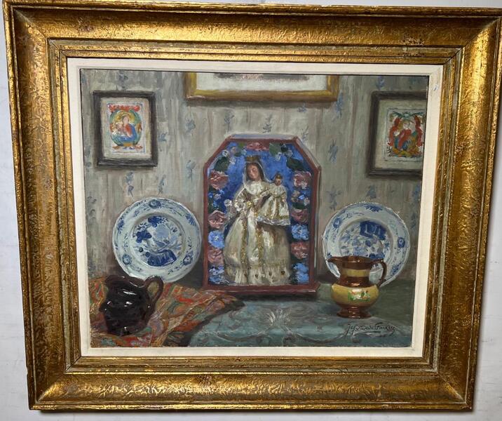 At the artist studio ( oil on canvas)