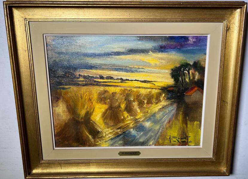 Landscape with haystacks( oil on canvas )