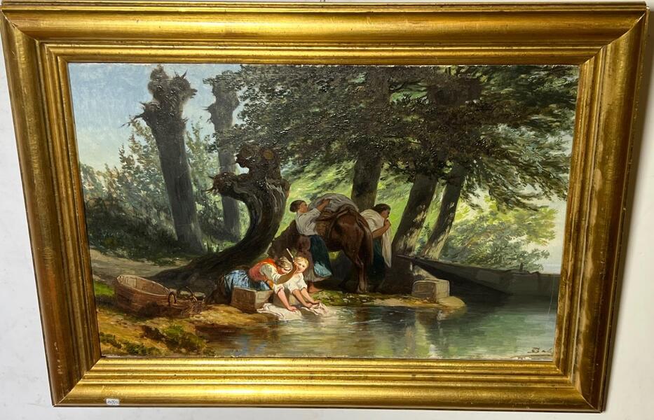 Laundry day ( oil on panel )