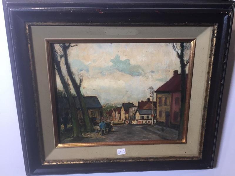 The artist at the railway station ( oil on board)