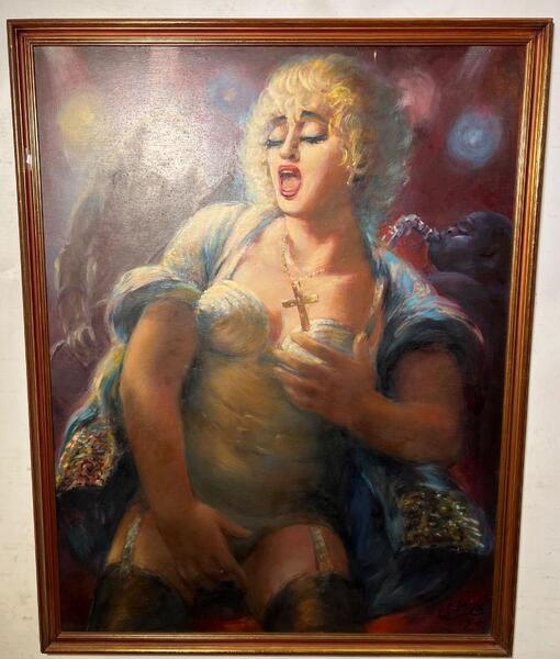 The rockstar Madonna ( oil on panel )