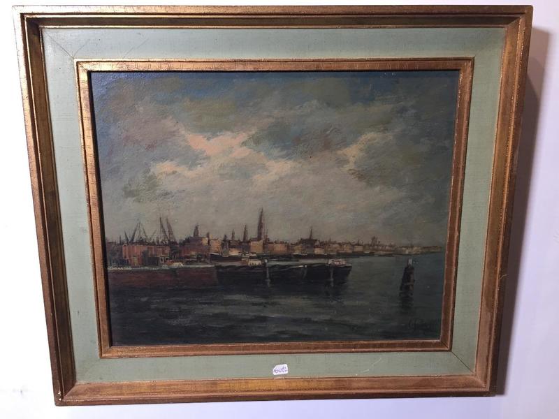 The port of Antwerp ( oil on panel )