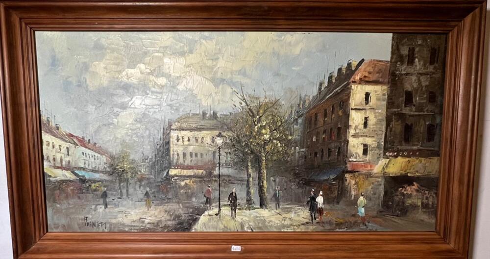 The daily life in Paris ( oil on canvas )