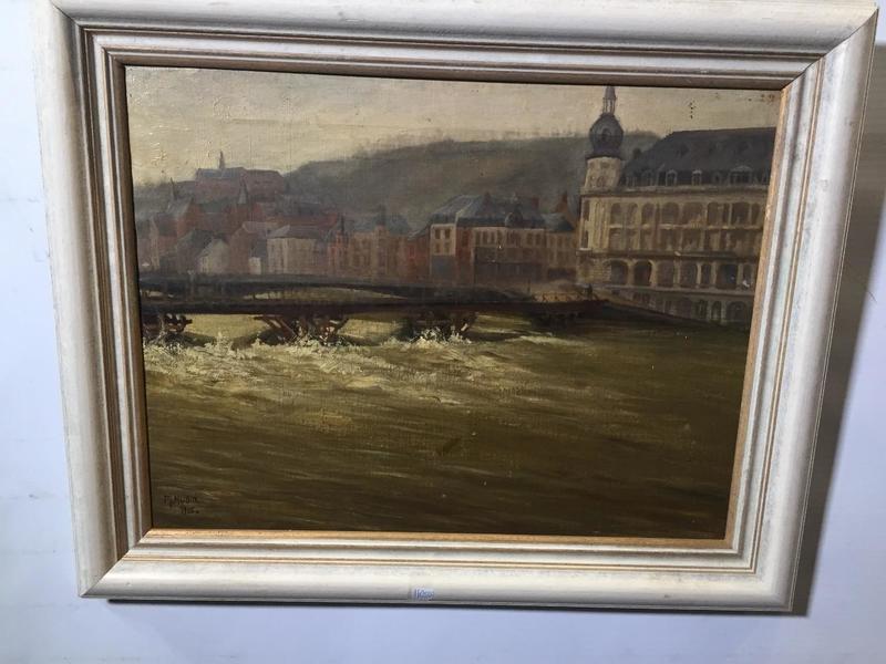 Panoramic view of Dinant ( oil on canvas)