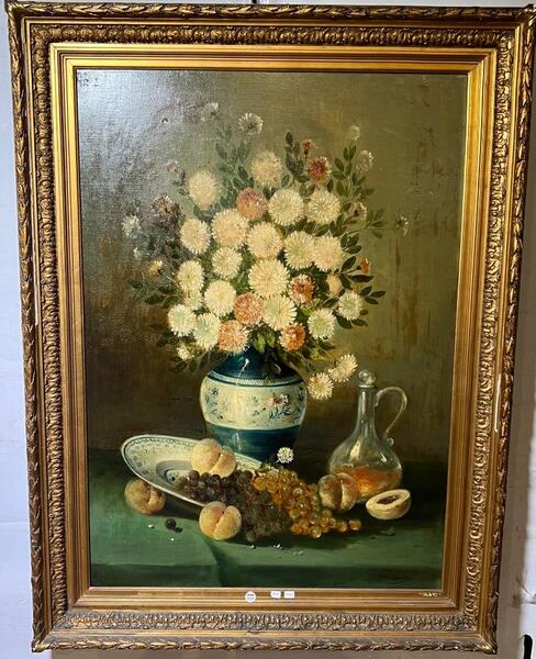 Stillife with flowers and fruit