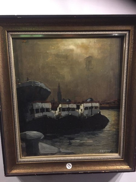 Boats in the harbour of Antwerp