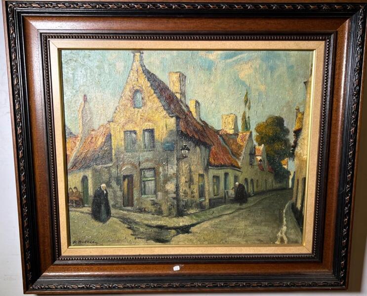 The daily life in Bruges ( oil on canvas )