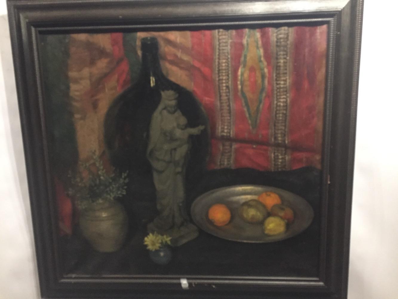 Stillife with fruit and a statue
