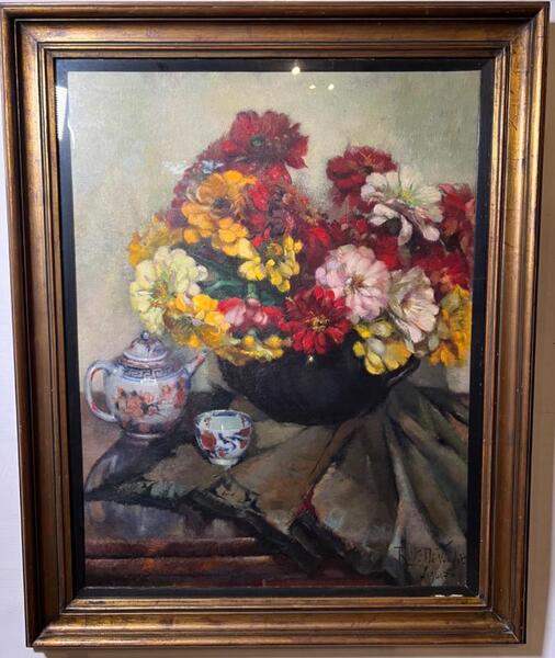 Stillife with flowers ( oil on panel )