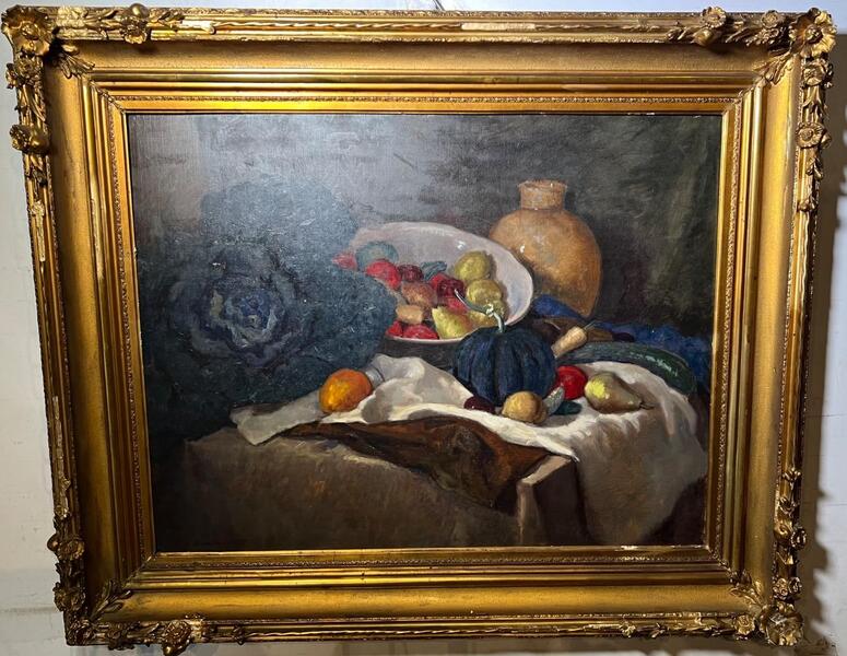 Stillife with fruit and vegetables ( oil on canvas)