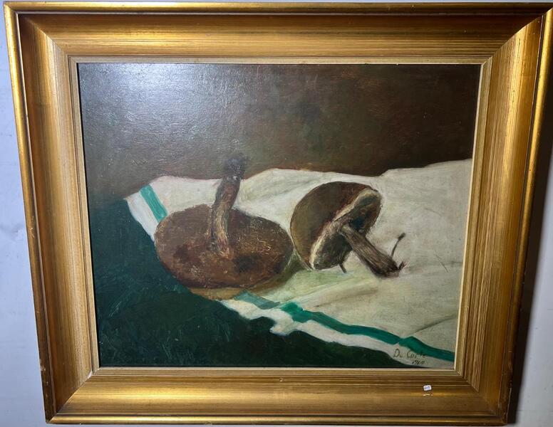 Stillife with mushrooms ( oil on panel )