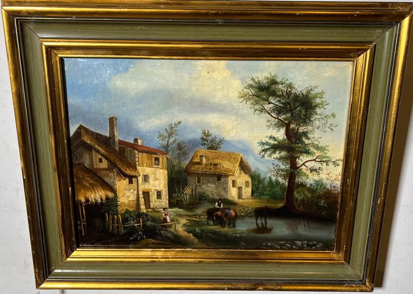 The daily life at the farm ( oil on canvas )