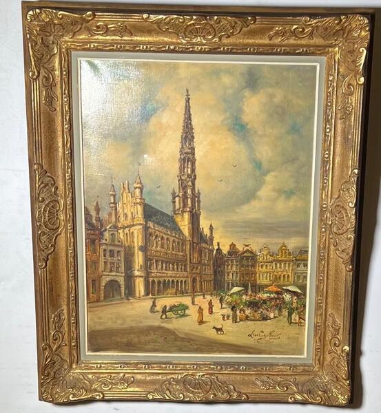 The daily life at the market of Brussels ( oil on canvas)