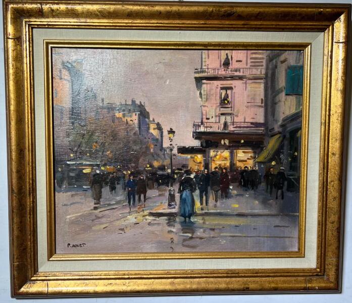 The daily life in Paris ( oil on panel )