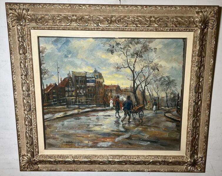 The daily life in the city ( oil on canvas )