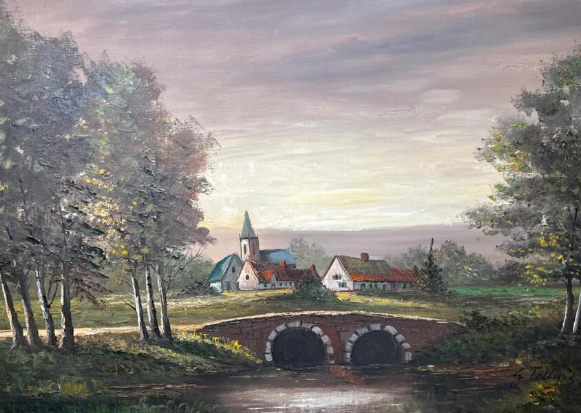 The peaceful village ( oil on canvas )