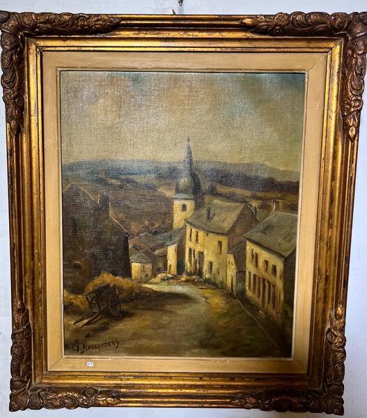 The peaceful village ( oil on canvas )