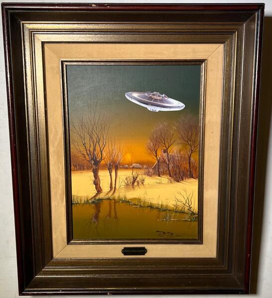 The surreel voyage to the peaceful village ( oil on canvas )