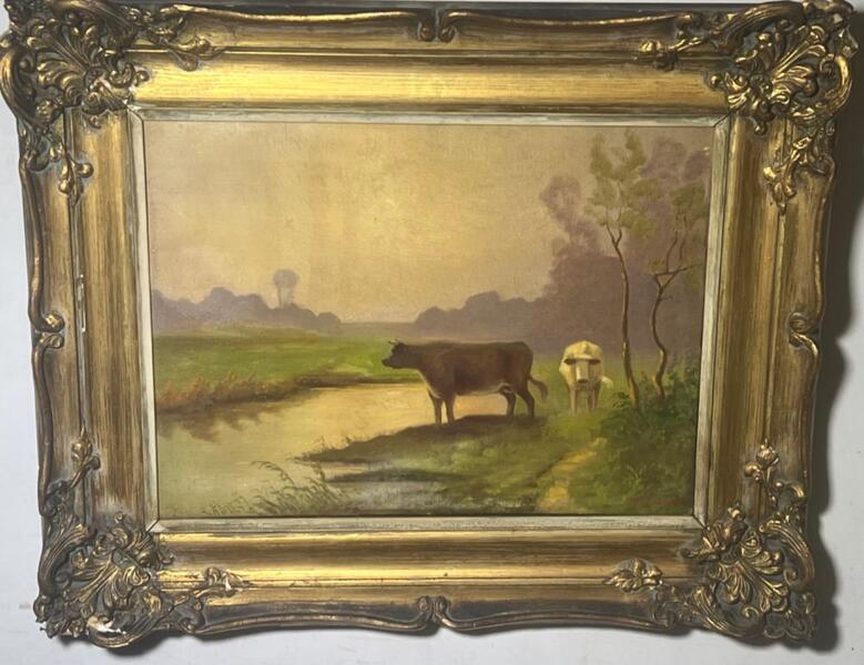 The two happy cows ( oil on canvas)