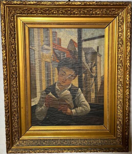 The young reader ( oil on canvas )