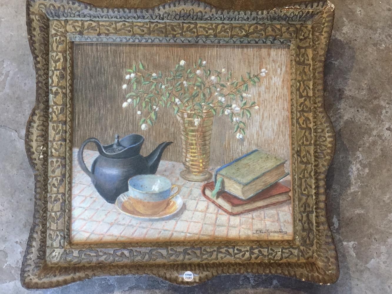 Stillife with books and flowers 