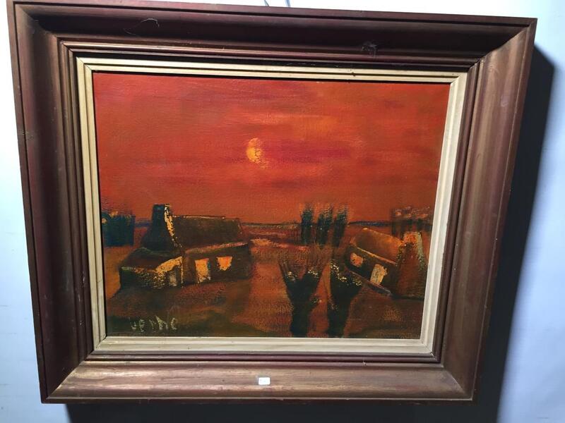 Flemish farm in the evening ( oil on canvas)