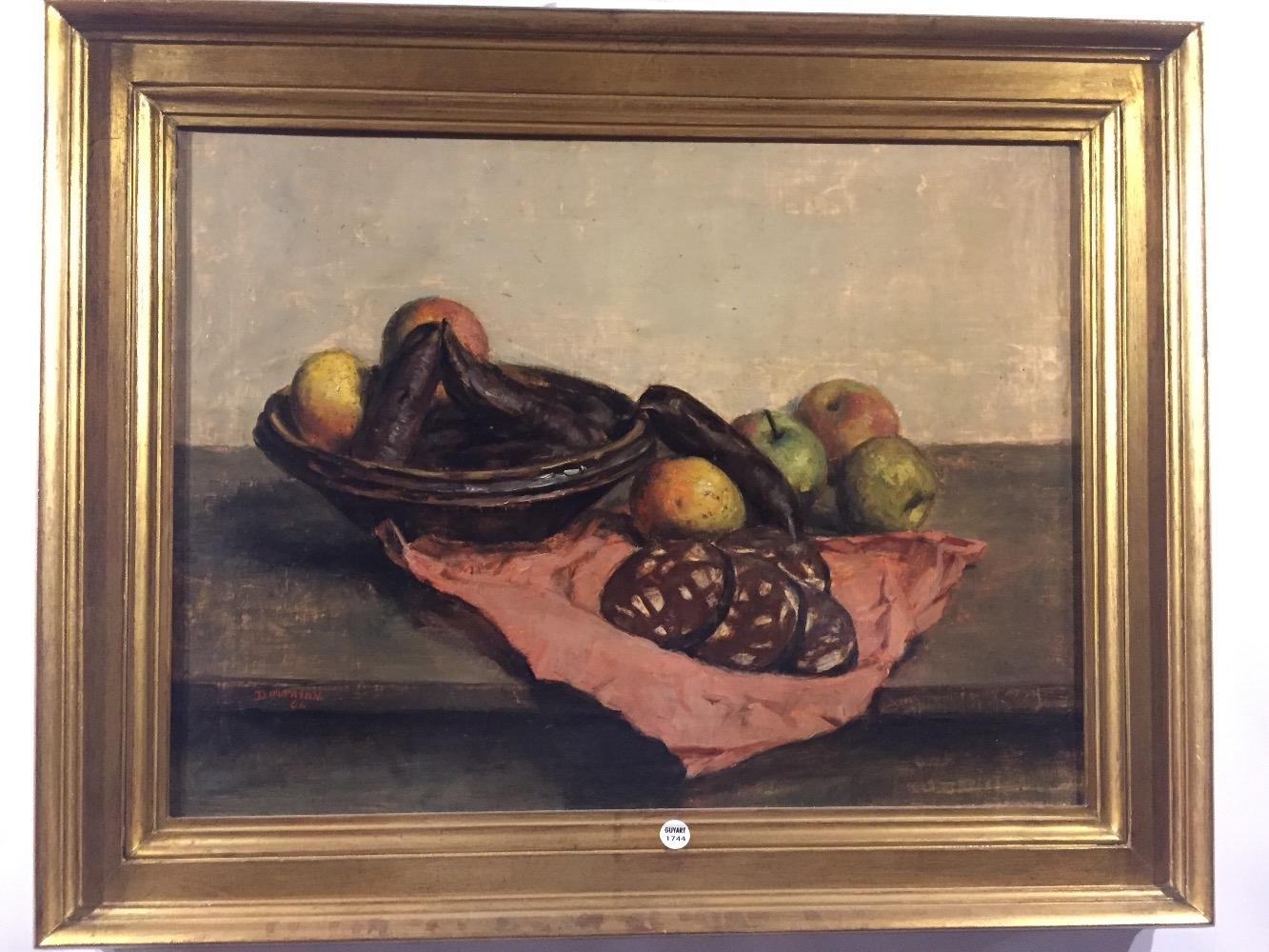 Stillife wit apples and blackpudding